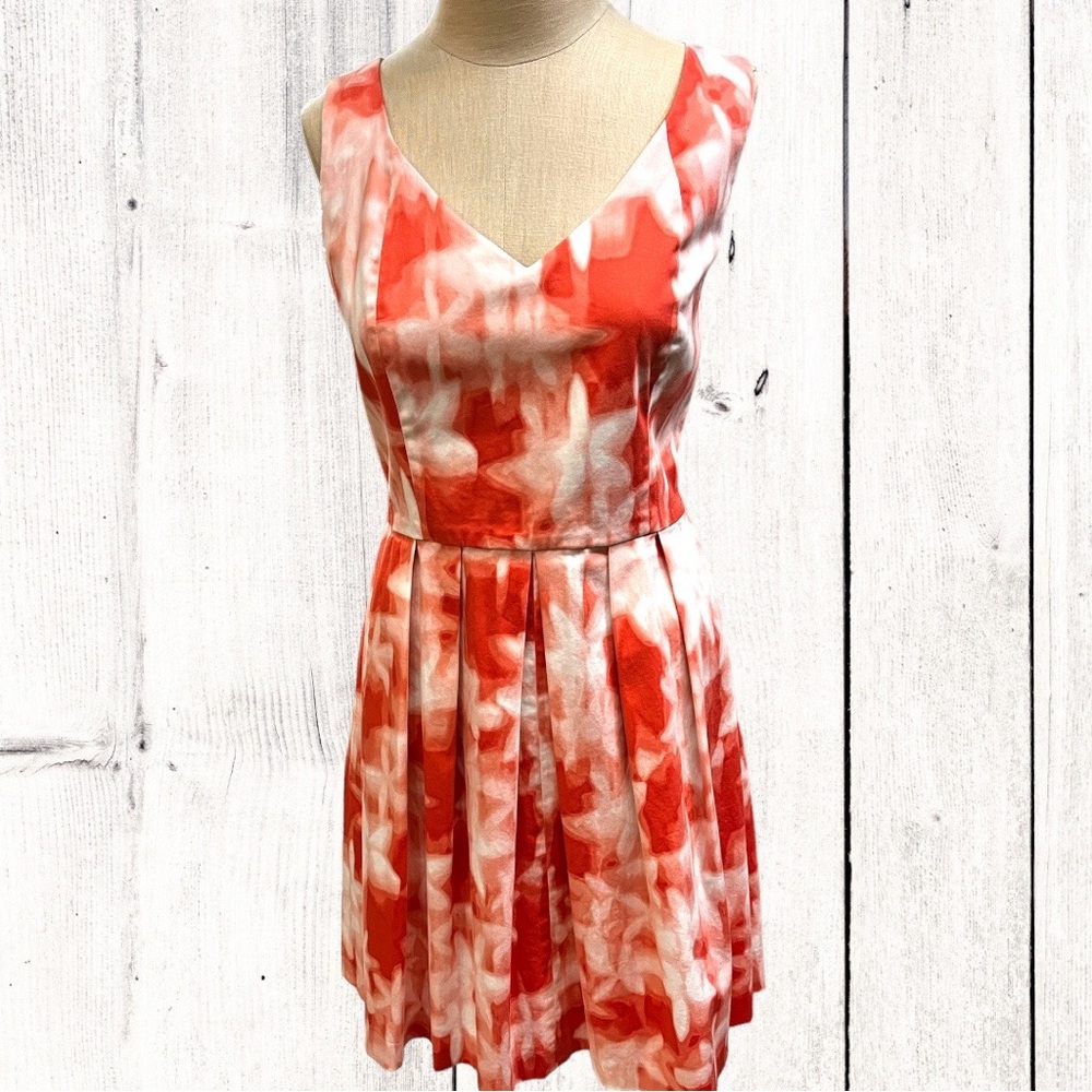 EUC Calvin Klein Sleeveless Coral and White A-line Dress - Size 14